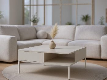 Couchtisch Galizia 80 cm Kaschmir Matt auf weißen Beinen