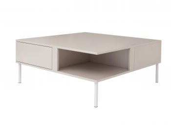 Couchtisch Galizia 80 cm Kaschmir Matt auf weißen Beinen