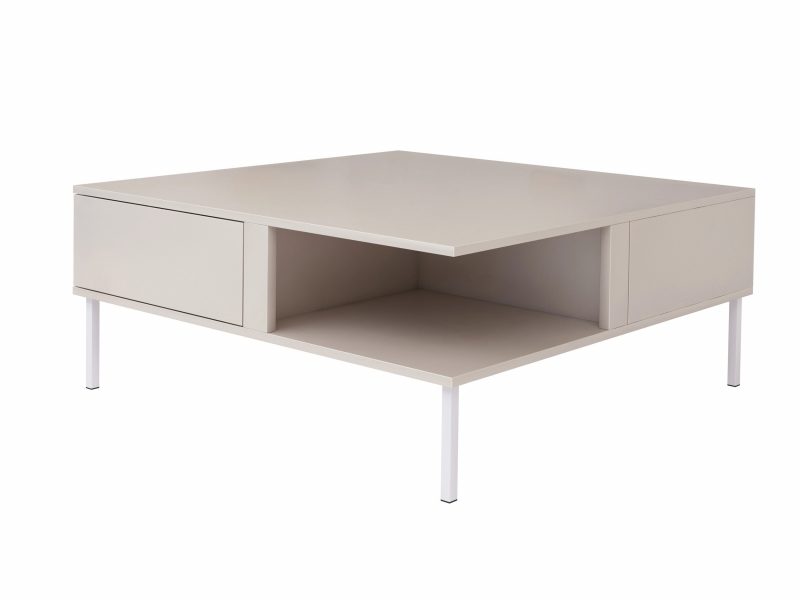 Couchtisch Galizia 80 cm Kaschmir Matt auf weißen Beinen