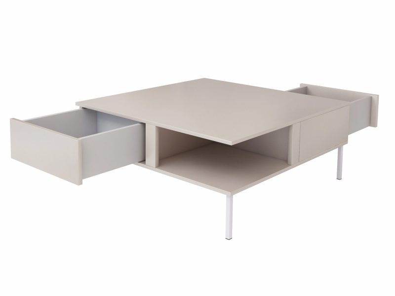 Couchtisch Galizia 80 cm Kaschmir Matt auf weißen Beinen