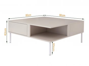 Couchtisch Galizia 80 cm Kaschmir Matt auf weißen Beinen