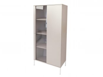 Vitrine Galizia 80cm Kaschmir Matt auf weißen Beinen