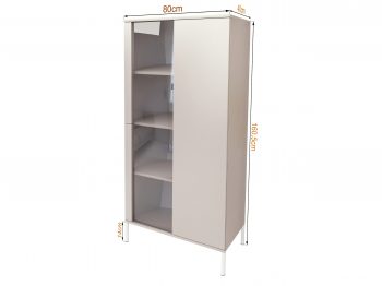 Vitrine Galizia 80cm Kaschmir Matt auf weißen Beinen
