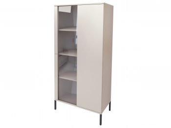 Vitrine Galizia 80cm Kaschmir Matt auf schwarzen Beinen