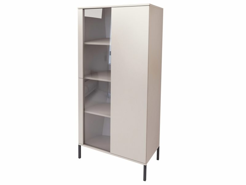 Vitrine Galizia 80cm Kaschmir Matt auf schwarzen Beinen