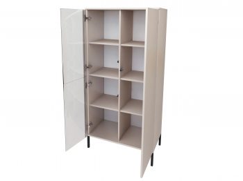 Vitrine Galizia 80cm Kaschmir Matt auf schwarzen Beinen