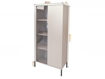 Vitrine Galizia 80cm Kaschmir Matt auf schwarzen Beinen