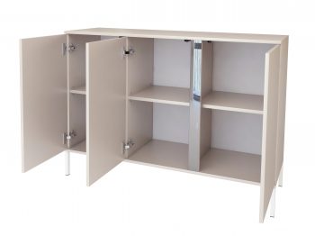 Kommode Galizia 128cm Kaschmir Matt auf weißen Beinen