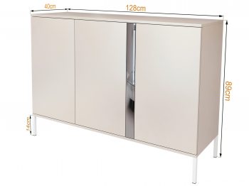 Kommode Galizia 128cm Kaschmir Matt auf weißen Beinen