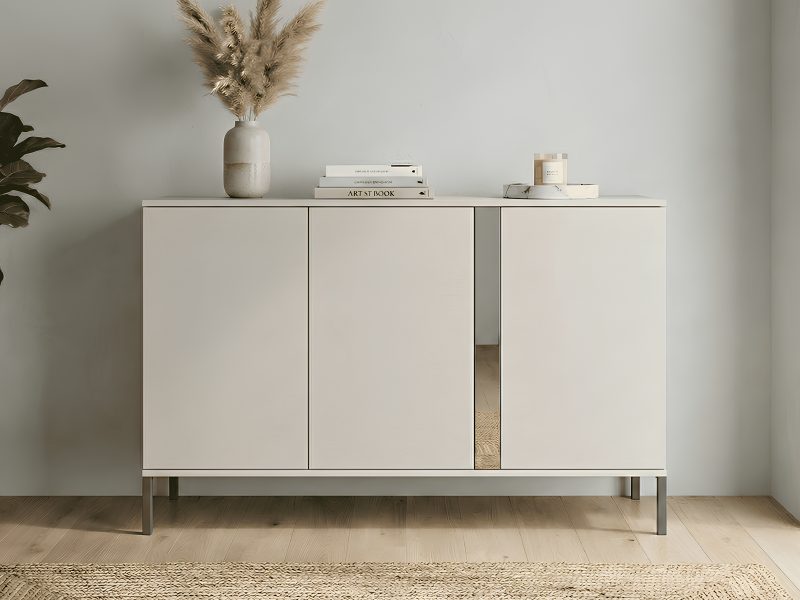 Kommode Galizia 128cm Kaschmir Matt auf schwarzen Beinen