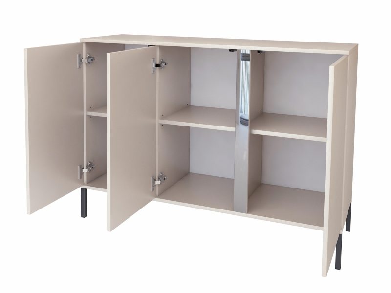 Kommode Galizia 128cm Kaschmir Matt auf schwarzen Beinen