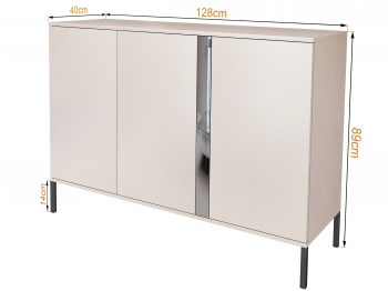 Kommode Galizia 128cm Kaschmir Matt auf schwarzen Beinen