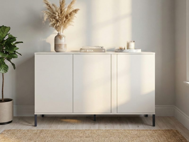 Kommode Galizia 128cm Kaschmir Matt auf schwarzen Beinen