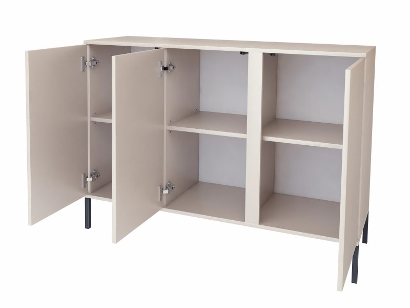 Kommode Galizia 128cm Kaschmir Matt auf schwarzen Beinen