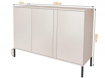 Kommode Galizia 128cm Kaschmir Matt auf schwarzen Beinen