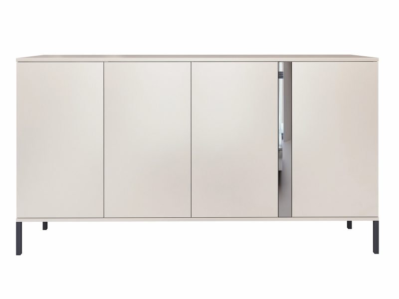 Kommode Galizia 168cm Kaschmir Matt auf schwarzen Beinen