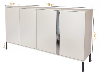 Kommode Galizia 168cm Kaschmir Matt auf schwarzen Beinen
