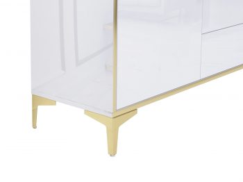 Detailansicht der goldenen Beine der Kommode Monako mit glänzender Oberfläche