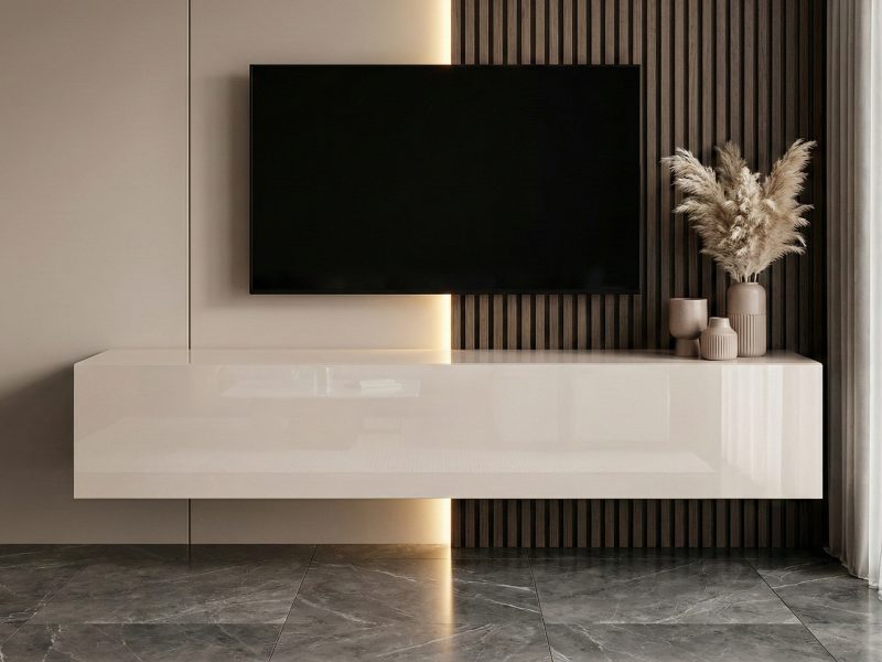 TV-Lowboard Galizia 140cm Kaschmir Hochglanz Hängend