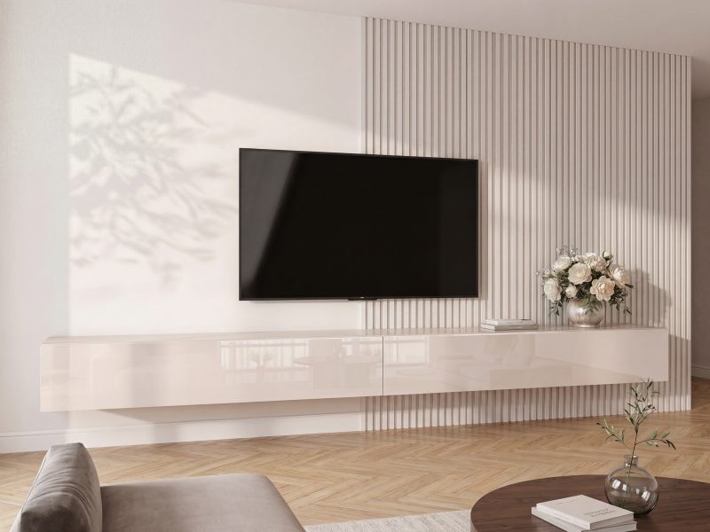 TV-Lowboard Galizia 280cm Kaschmir Hochglanz Hängend
