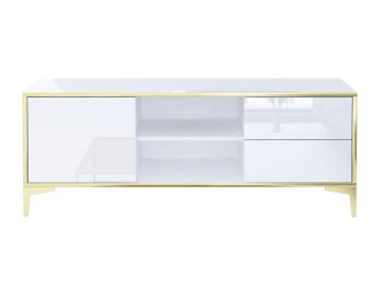 TV-Lowboard Monako 136cm mit geöffnetem Fachbereich, zwei Einlegeböden sichtbar