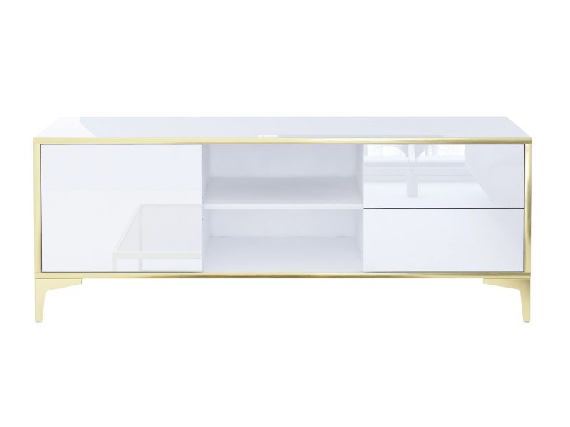 TV-Lowboard Monako 136cm mit geöffnetem Fachbereich, zwei Einlegeböden sichtbar