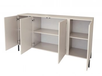Kommode Galizia 168cm Kaschmir Matt auf schwarzen Beinen mit vier Türen