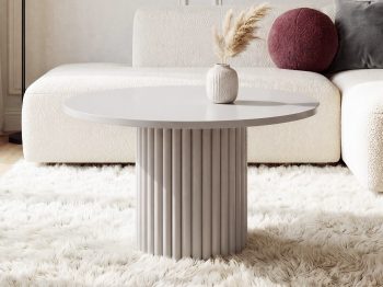 Couchtisch Milo 67cm Rund Kaschmir Matt mit geriffelter Basis