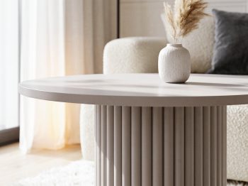 Couchtisch Milo 67cm Rund Kaschmir Matt mit geriffelter Basis
