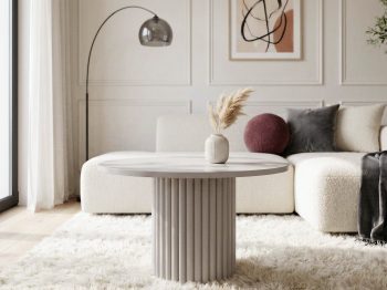 Couchtisch Milo 67cm Rund Kaschmir Matt mit geriffelter Basis