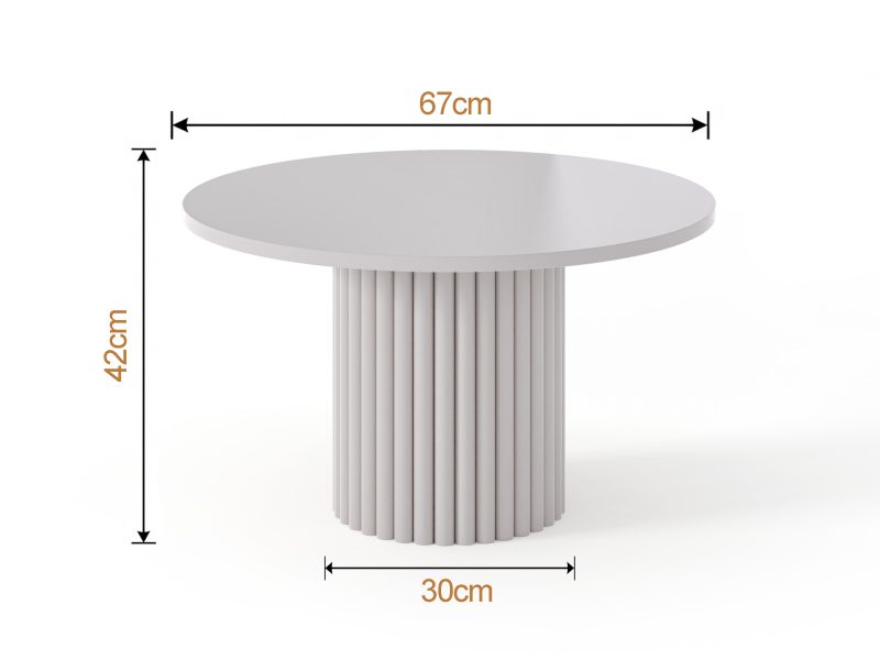 Couchtisch Milo 67cm Rund Kaschmir Matt mit geriffelter Basis