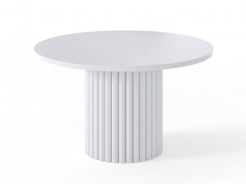 Couchtisch Milo 67cm Rund Weiß Matt mit geriffelter Basis