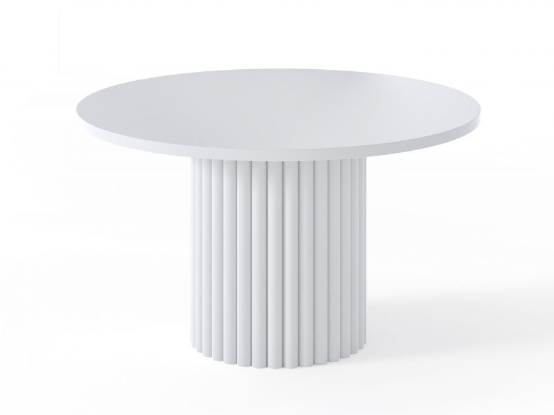 Couchtisch Milo 67cm Rund Weiß Matt mit geriffelter Basis