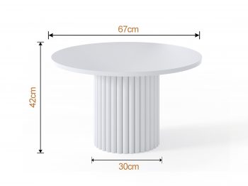 Couchtisch Milo 67cm Rund Weiß Matt mit geriffelter Basis