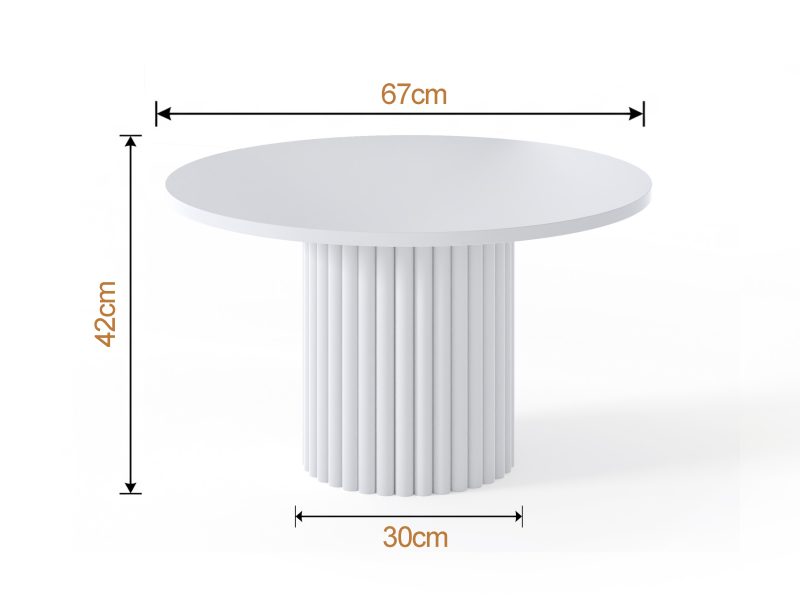 Couchtisch Milo 67cm Rund Weiß Matt mit geriffelter Basis