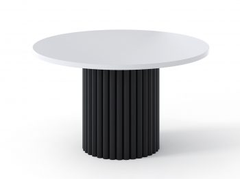 Couchtisch Milo 67cm Rund Weiß Matt mit geriffelter Basis in Schwarz