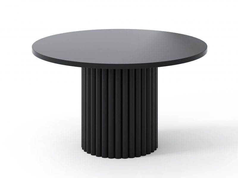 Couchtisch Milo 67cm Rund Schwarz Matt mit geriffelter Basis