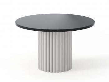 Couchtisch Milo 67cm Rund Schwarz Matt mit geriffelter Basis in Kaschmir