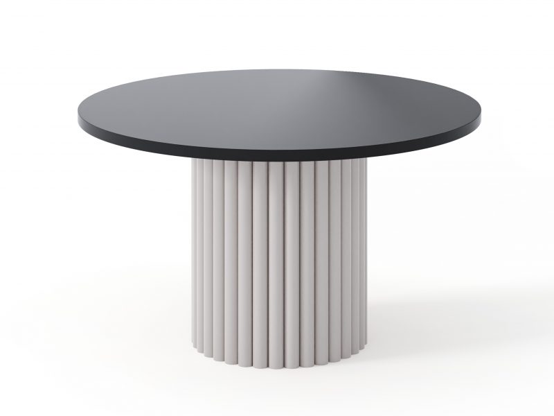 Couchtisch Milo 67cm Rund Schwarz Matt mit geriffelter Basis in Kaschmir