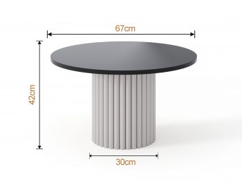 Couchtisch Milo 67cm Rund Schwarz Matt mit geriffelter Basis in Kaschmir