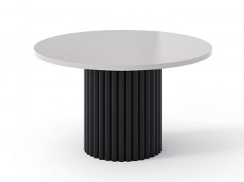 Couchtisch Milo 67cm Rund Kaschmir Matt mit geriffelter Basis in Schwarz