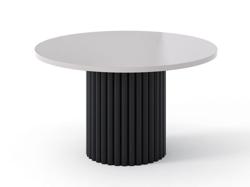 Couchtisch Milo 67cm Rund Kaschmir Matt mit geriffelter Basis in Schwarz