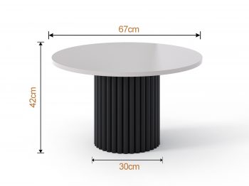 Couchtisch Milo 67cm Rund Kaschmir Matt mit geriffelter Basis in Schwarz