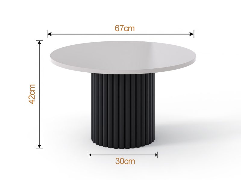 Couchtisch Milo 67cm Rund Kaschmir Matt mit geriffelter Basis in Schwarz