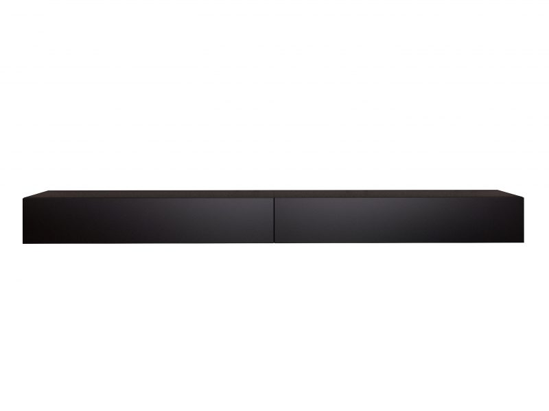 TV-Lowboard Galizia 280cm Schwarz Matt hängend mit zwei Klappen