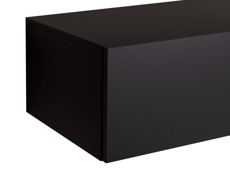 TV-Lowboard Galizia 280cm Schwarz Matt hängend mit zwei Klappen