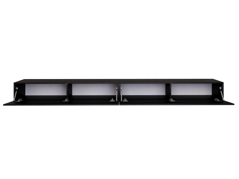TV-Lowboard Galizia 280cm Schwarz Matt hängend mit zwei Klappen