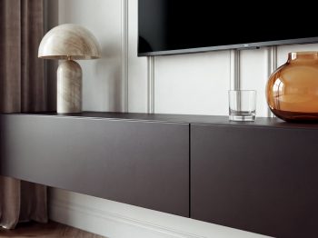 TV-Lowboard Galizia 280cm Schwarz Matt hängend mit zwei Klappen