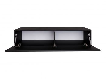 TV-Lowboard Galizia 120cm Schwarz Matt hängend mit Klappe