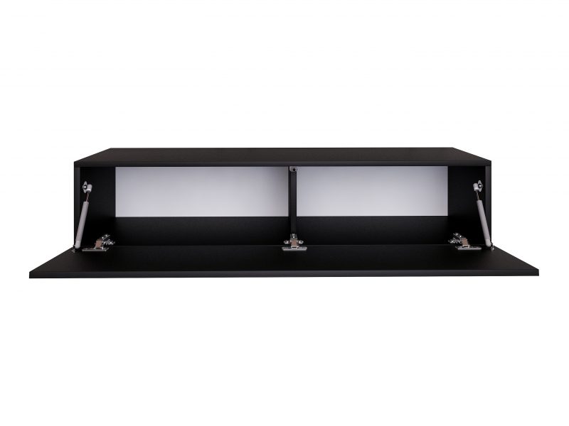 TV-Lowboard Galizia 120cm Schwarz Matt hängend mit Klappe